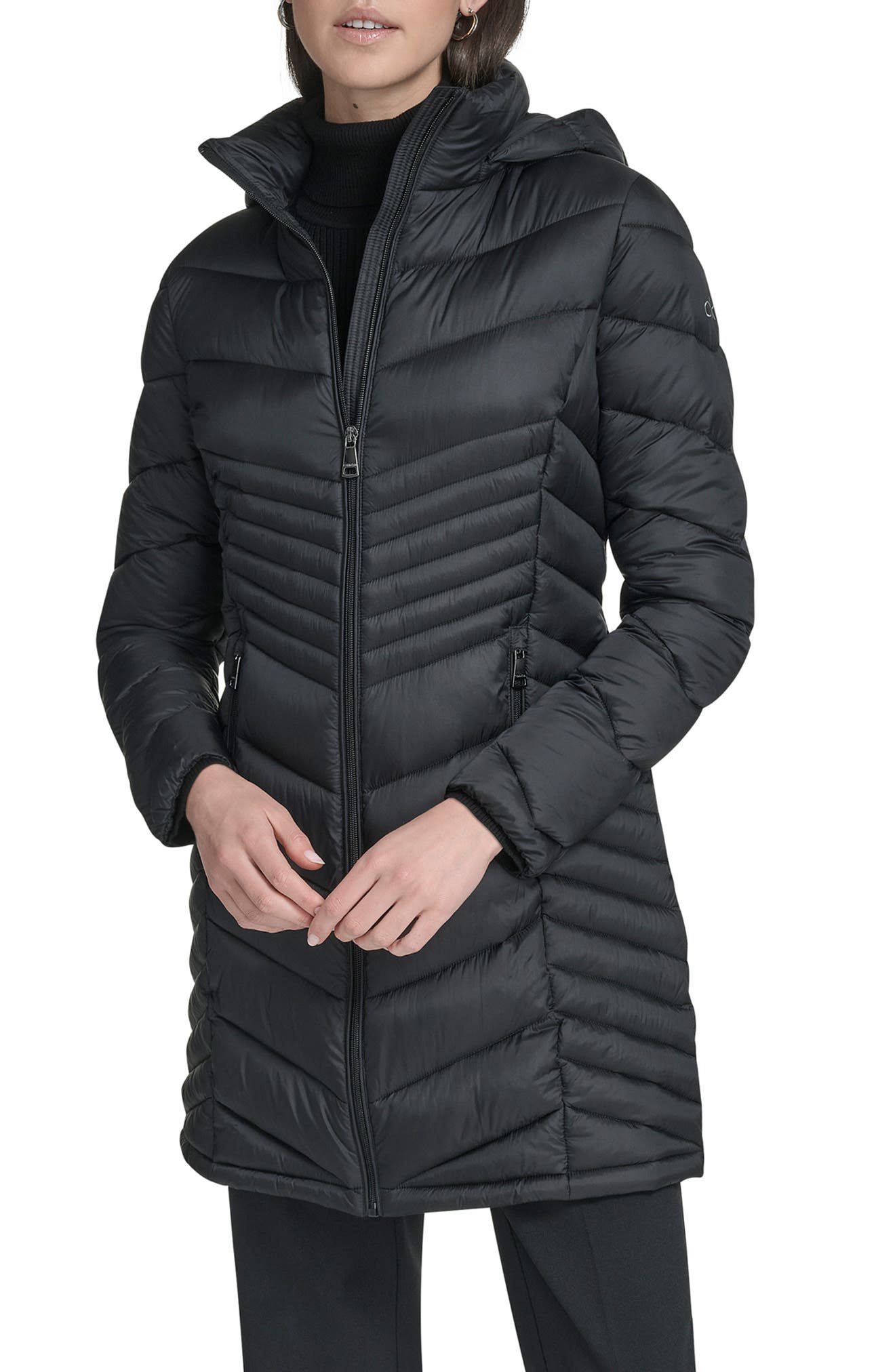 Calvin Klein Water Resistant Chevron Quilted Puffer Jacket
