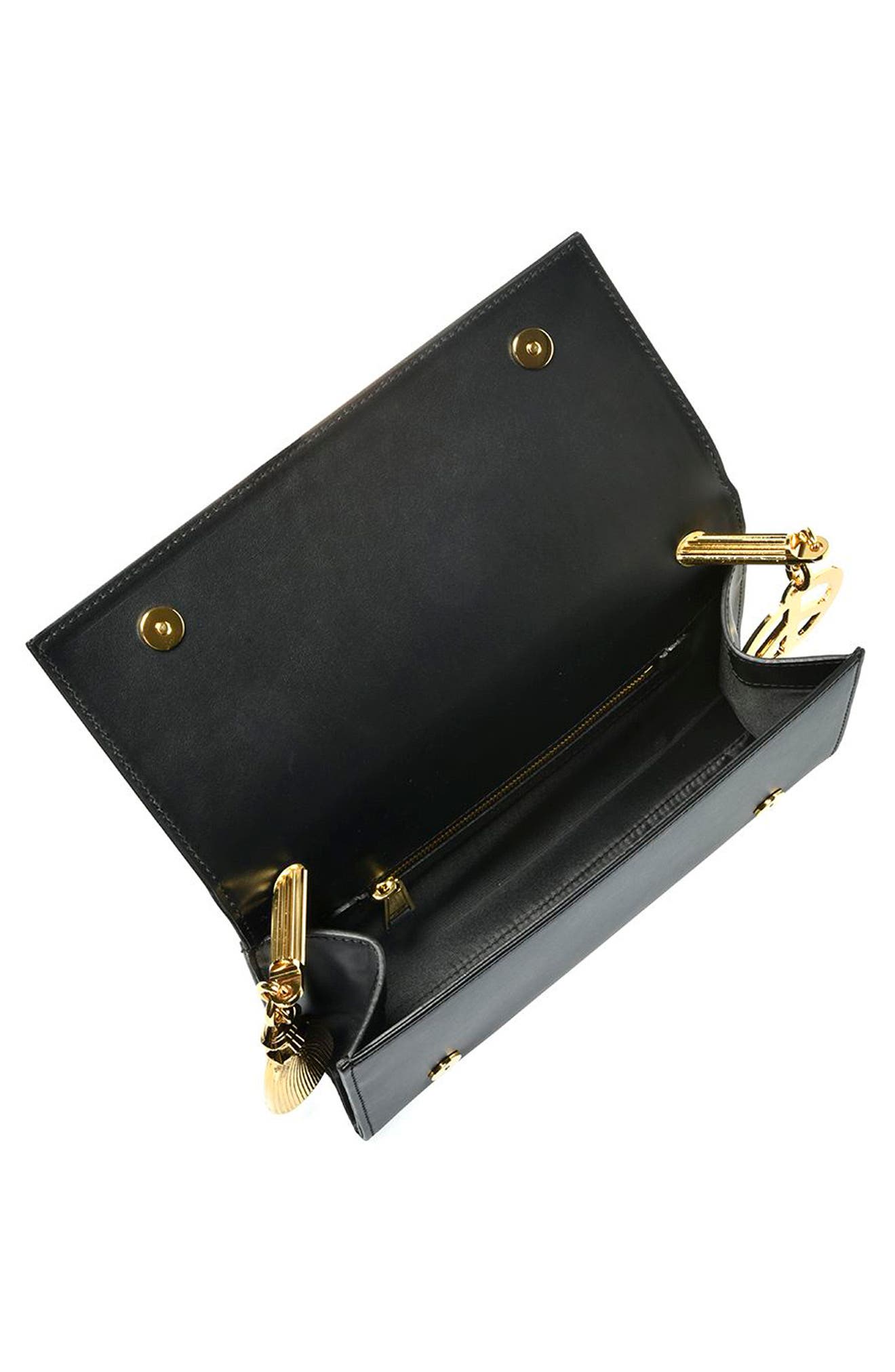 Moschino Logo Leather Shoulder Bag, Alternate, color, 