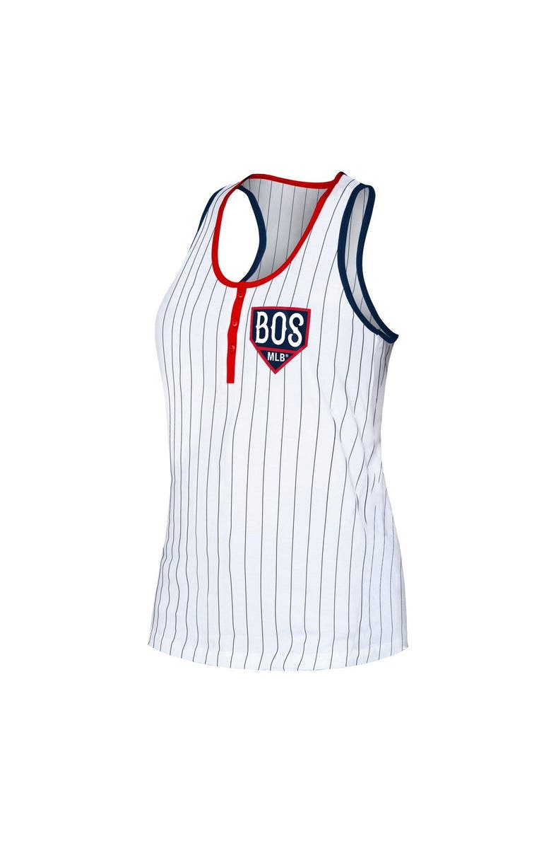 New Era Women's New Era White Boston Red Sox Pinstripe Henley Racerback Tank Top, Alternate, color, 