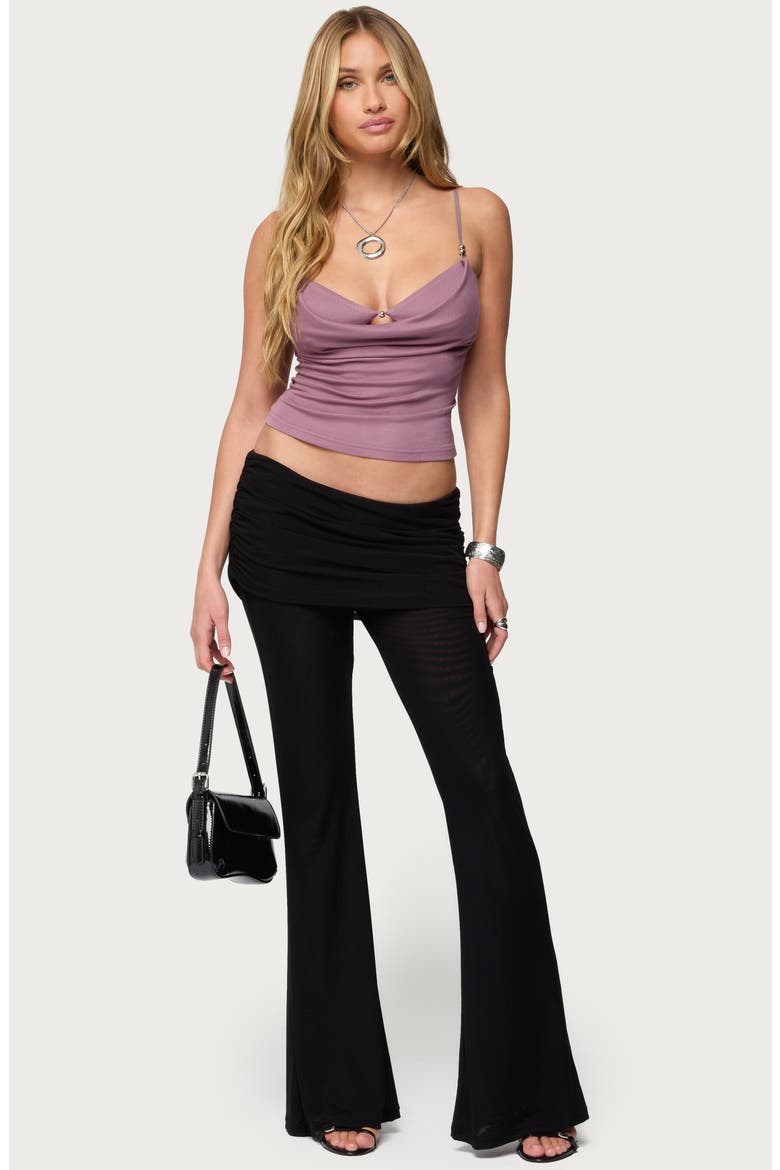 Layered Cowl Neck Knit Camisole, Alternate, color, PURPLE