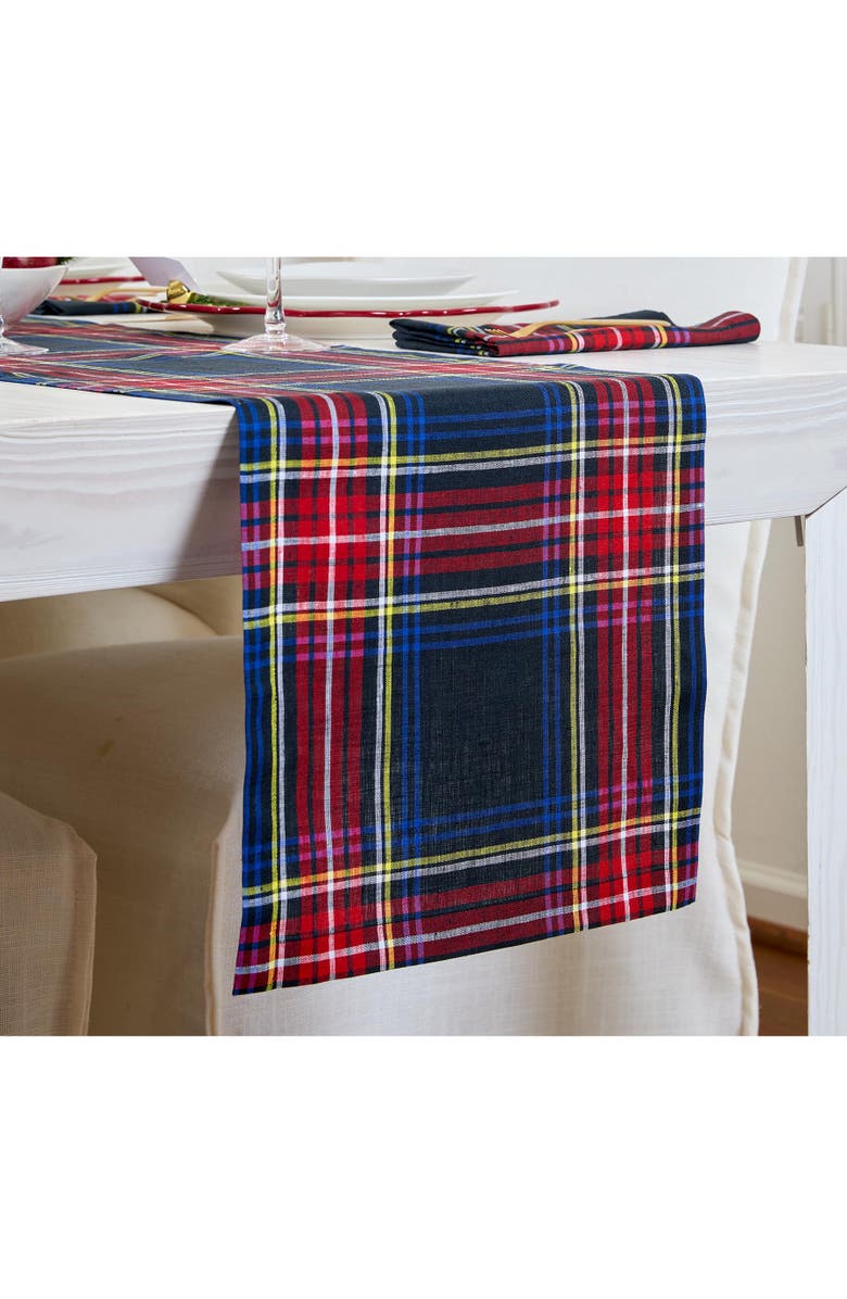 Solino Home Linen Table Runner - Stewart Plaid, Alternate, color, Black