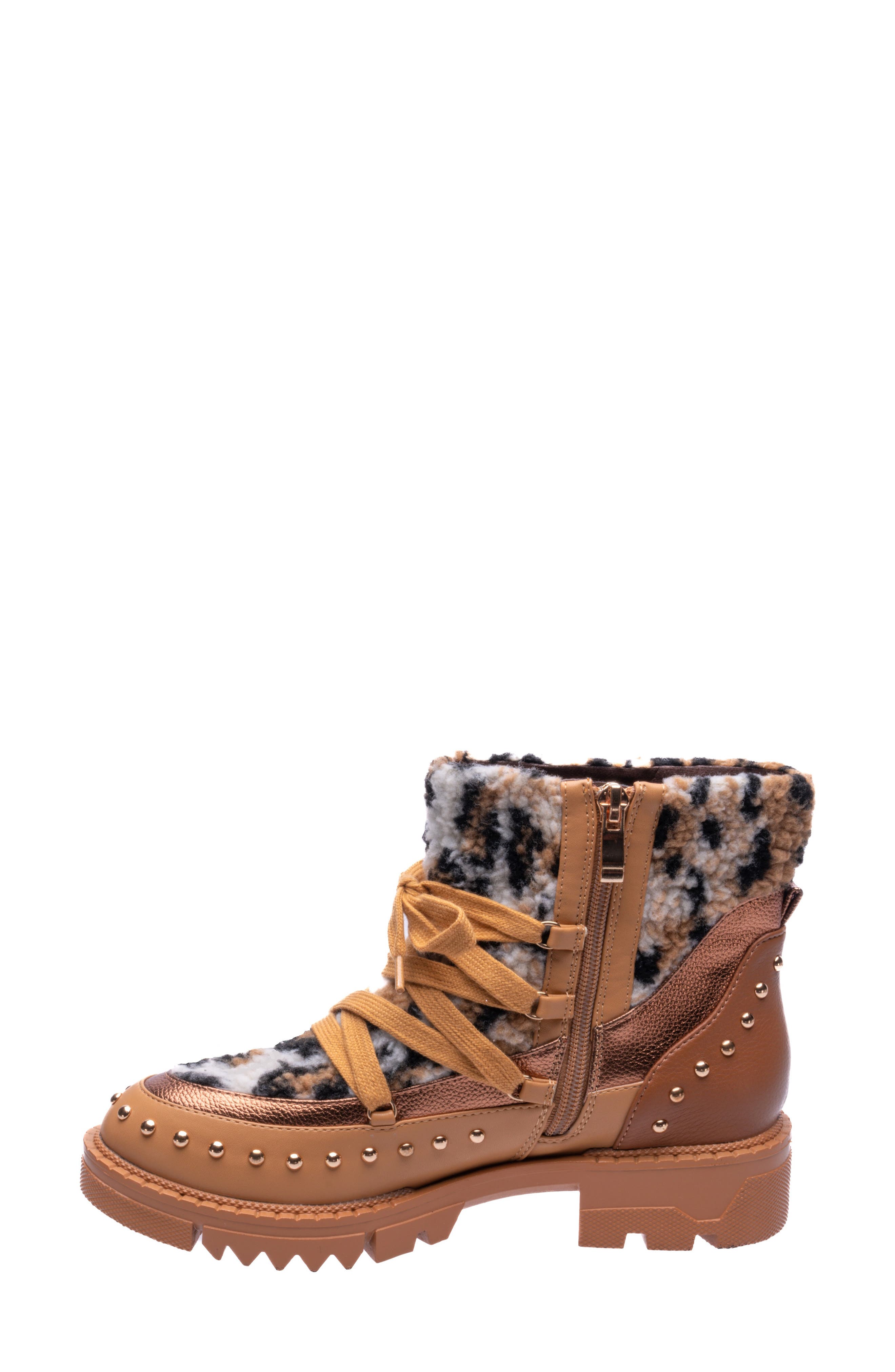 NINETY UNION Snowball Faux Shearling Lug Sole Bootie, Alternate, color, Leopard Multi