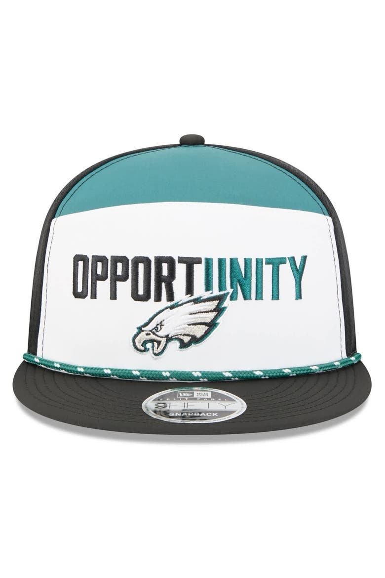 Men's New Era White/Black Philadelphia Eagles 2025 Inspire Change Split Panel 9FIFTY Snapback Hat, Alternate, color, White