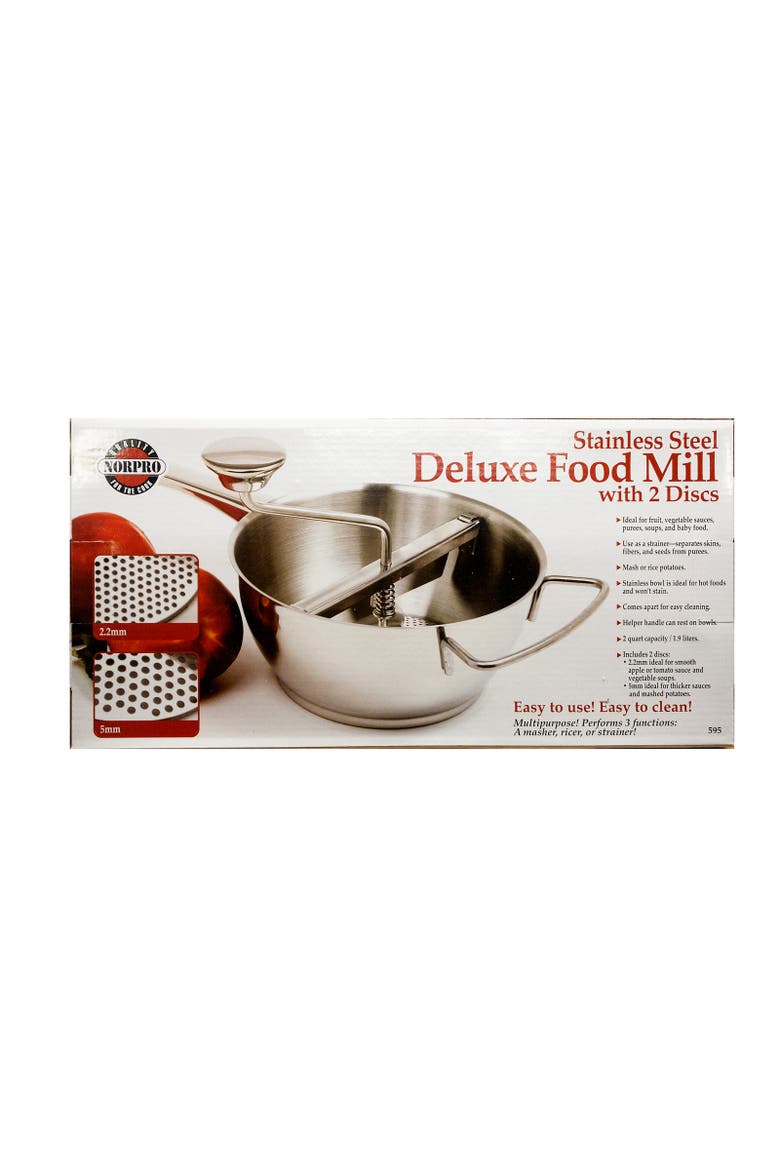 2 Quart Multi Purpose Food Mill with 2 Discs, Stainless Steel, Alternate, color, Silver