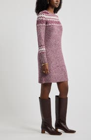 Caslon® Wool & Cashmere Long Sleeve Fair Isle Sweater Dress