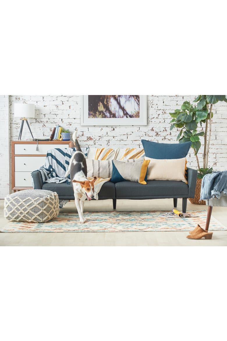 Rory Blue Sand & Gold Cotton Blend Accent Pillow 14" x 22", Alternate, color, Grey