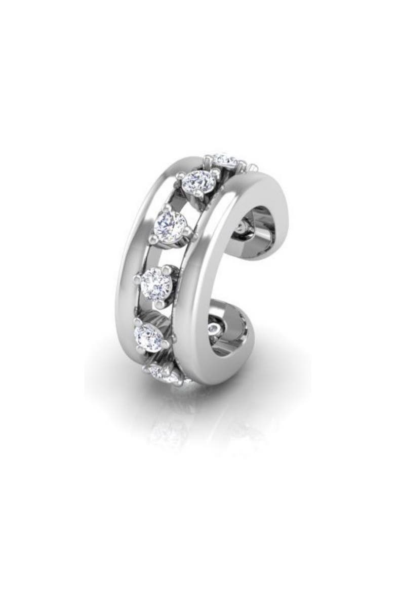 Sleek Wave Mid Ear Cuff, Main, color, Silver