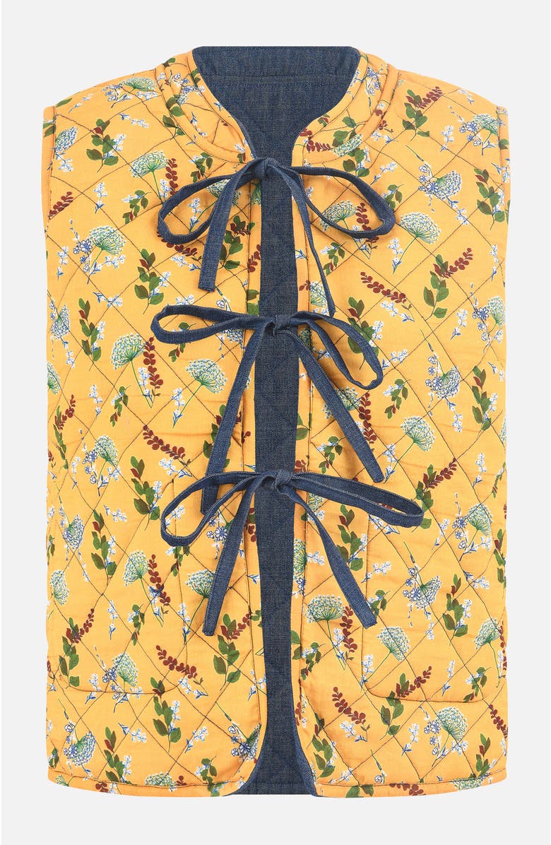 Yumi Reversible Quilted Tie-Front Waistcoat, Alternate, color, Blue