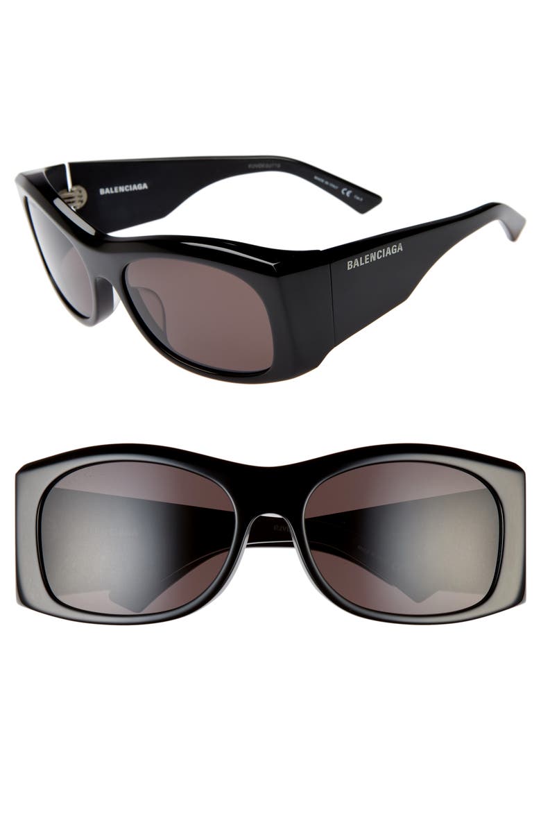 Balenciaga 59mm Rectangular Sunglasses, Main, color,
