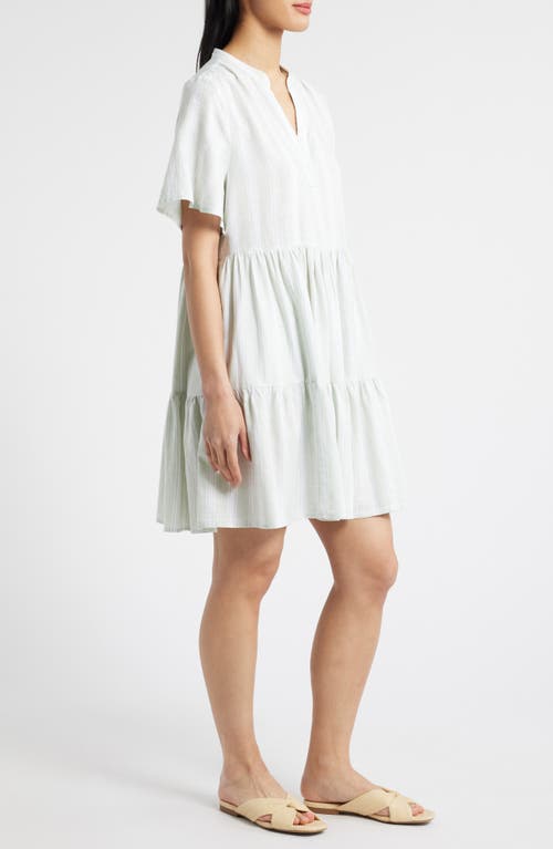 Caslon ® Easy Tiered Linen Blend Shift Dress In White
