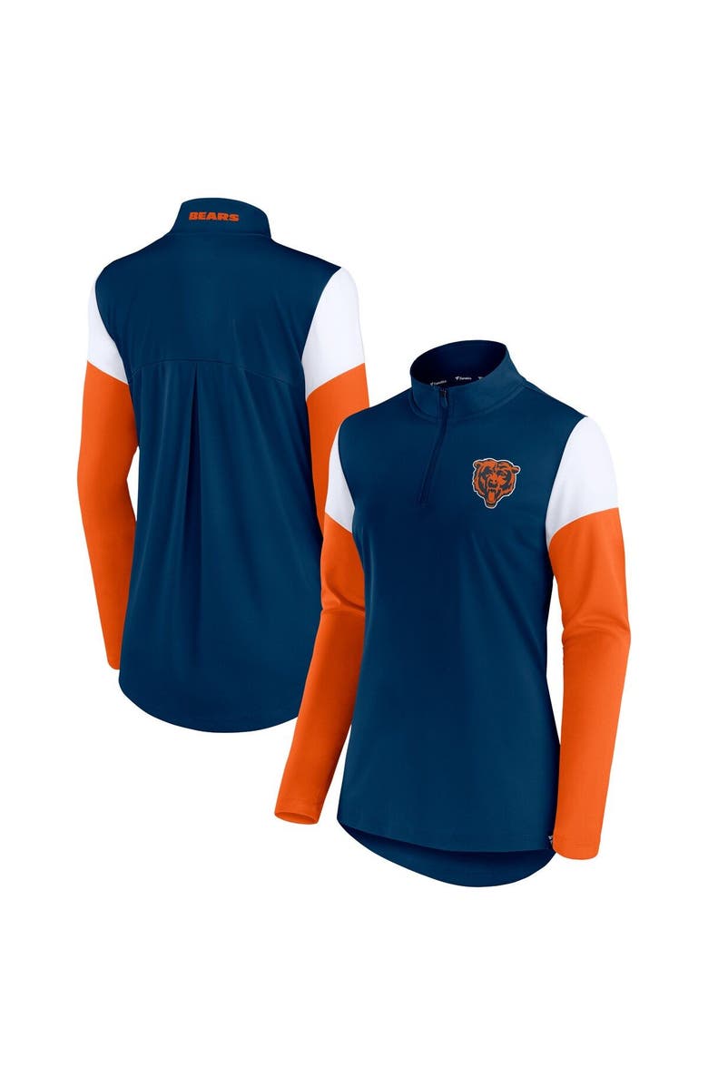 FANATICS Women's Fanatics Branded Navy/Orange Chicago Bears Block Party Team Authentic Quarter-Zip Jacket, Alternate, color, 
