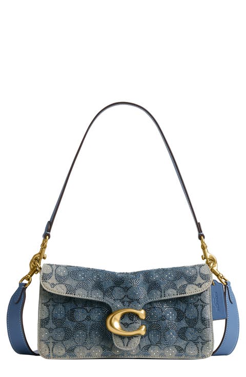 Soft Crystal Signature Denim Tabby 26 Shoulder Bag