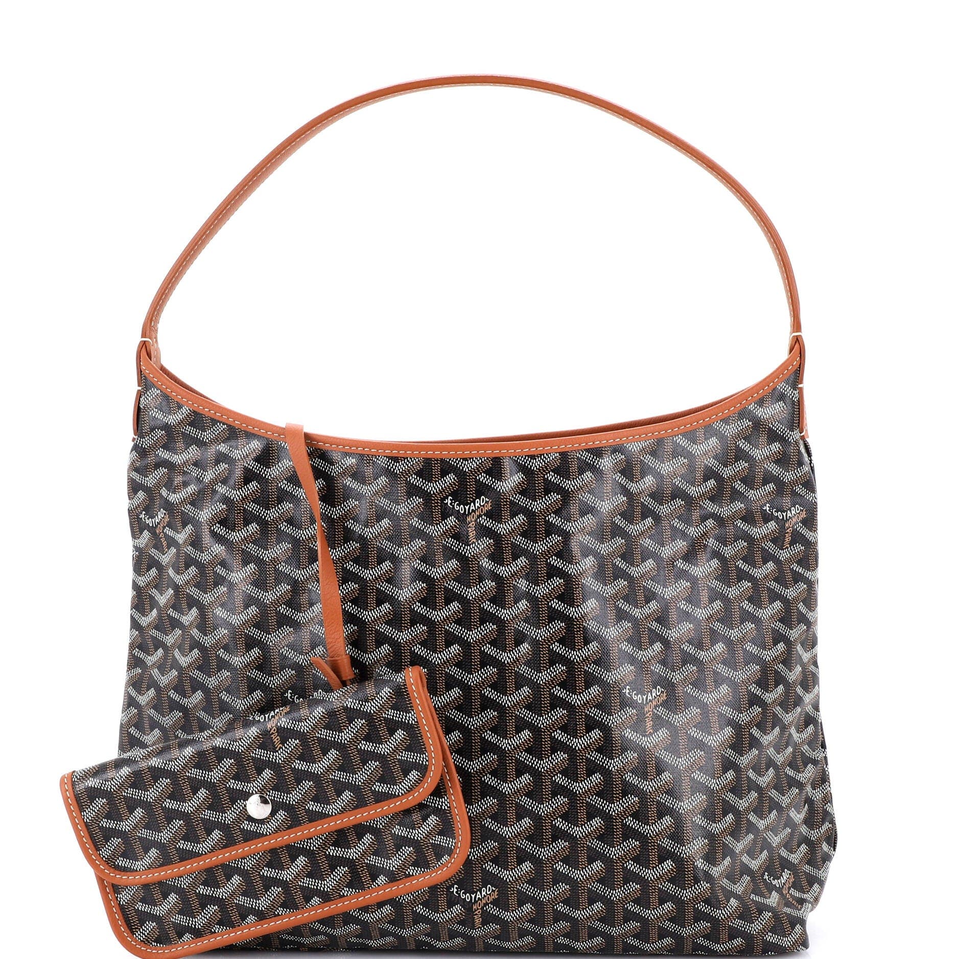 Pre-Owned Goyard Boheme Hobo Coated Canvas, Alternate, color, Brown