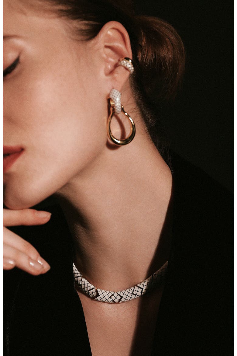 Uraeus Earrings, Alternate, color, White & Gold
