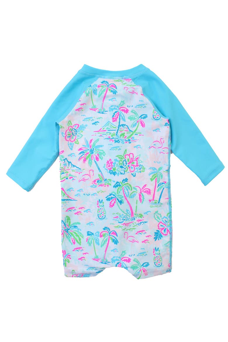 Boys Long Sleeve One Piece Rash Guard, Alternate, color, Tropical Resort
