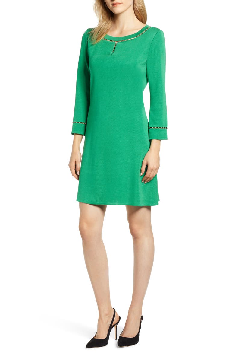 Beaded Sweater Dress, Main, color, AGAVE