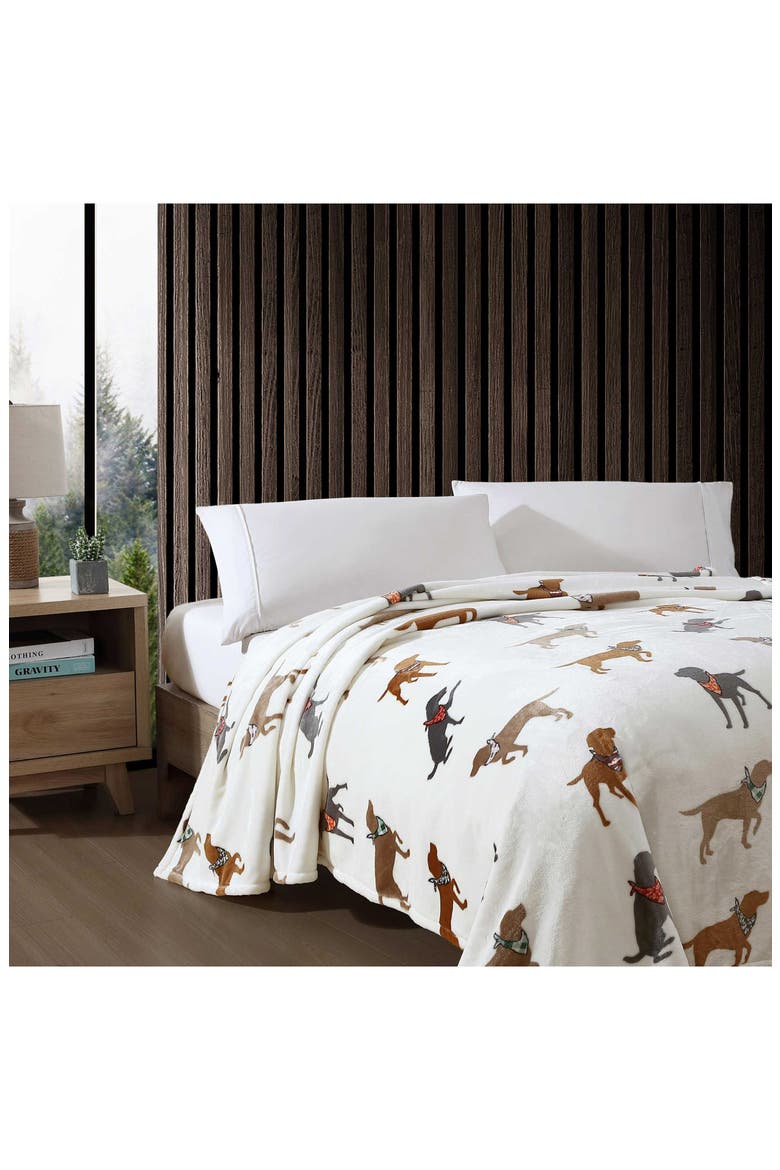 Dogs with Scarves Fleece Blanket, Alternate, color, GREY