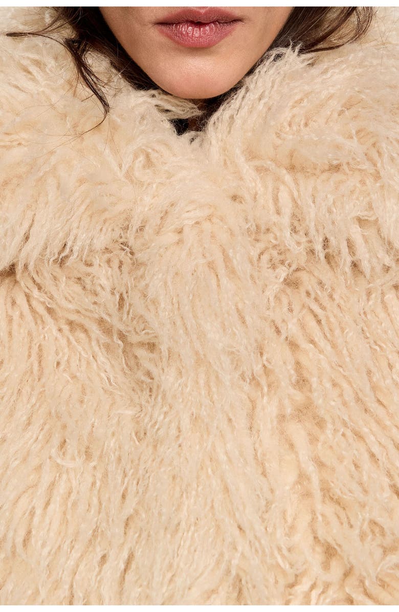 Bimba y Lola Short Fur Jacket, Alternate, color, Ivory