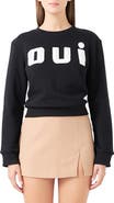 Endless Rose Oui Imitiation Pearl Embellished Cotton Sweatshirt