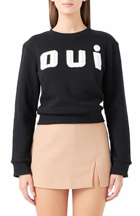 Oui Imitiation Pearl Embellished Cotton Sweatshirt