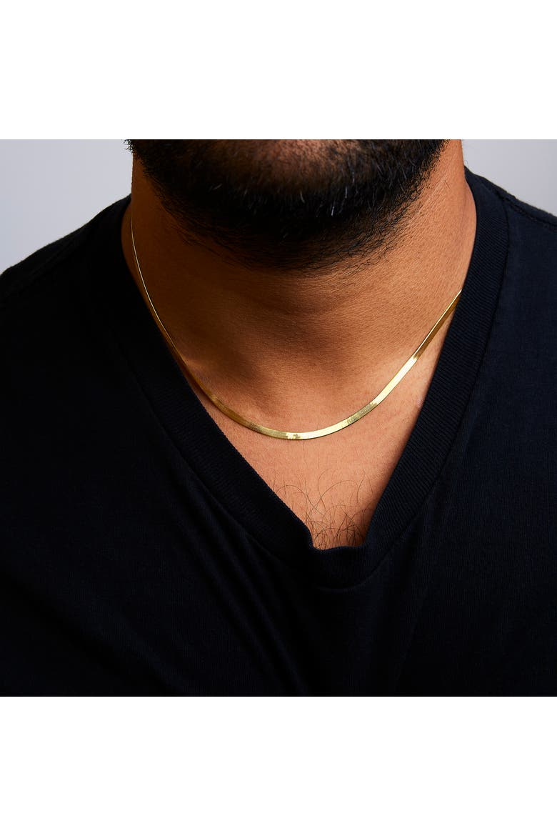 Unisex Solid 14K Gold 2.8mm Imperial Herringbone Chain Necklace, Alternate, color, Yellow