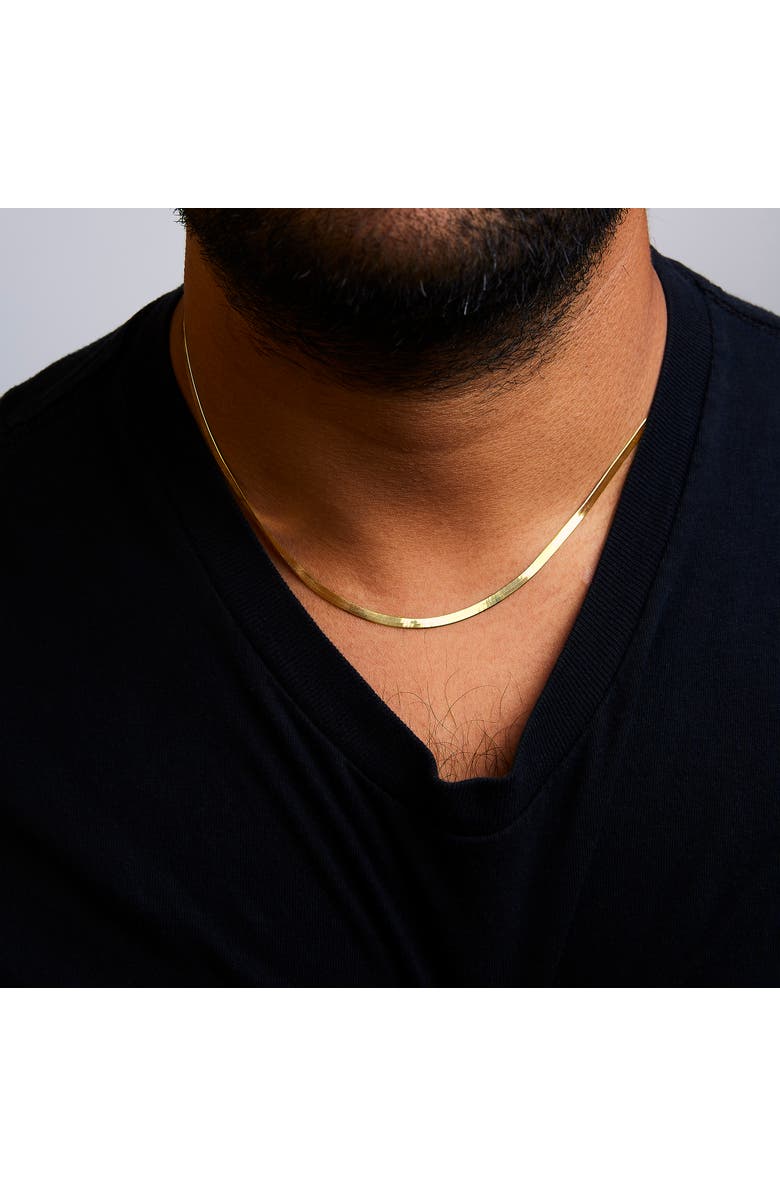 Haus of Brilliance Unisex Solid 14K Gold 2.8mm Imperial Herringbone Chain Necklace, Alternate, color, Yellow