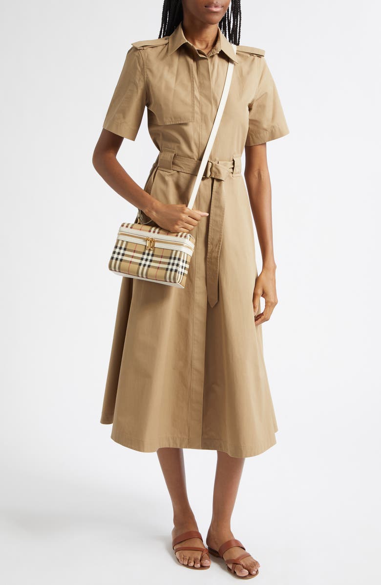 Burberry Tanya Belted Cotton Poplin Midi Shirtdress, Alternate, color, Puddle