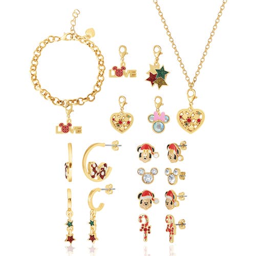 Disney Mickie & Minnie Advent Calendar 12-piece Jewelry Set In Gold