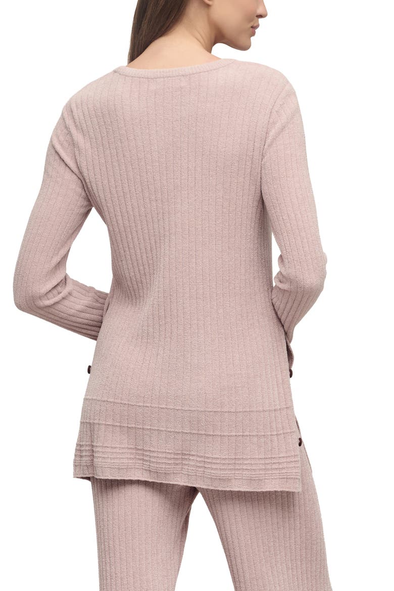 CozyChic® Ultra Lite® Textured Ribbed Button Sweater, Alternate, color, TEABERRY