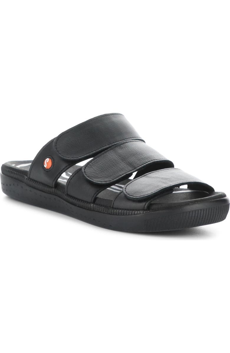 Softinos by Fly London Slide Sandal, Main, color, Black Smooth Leather