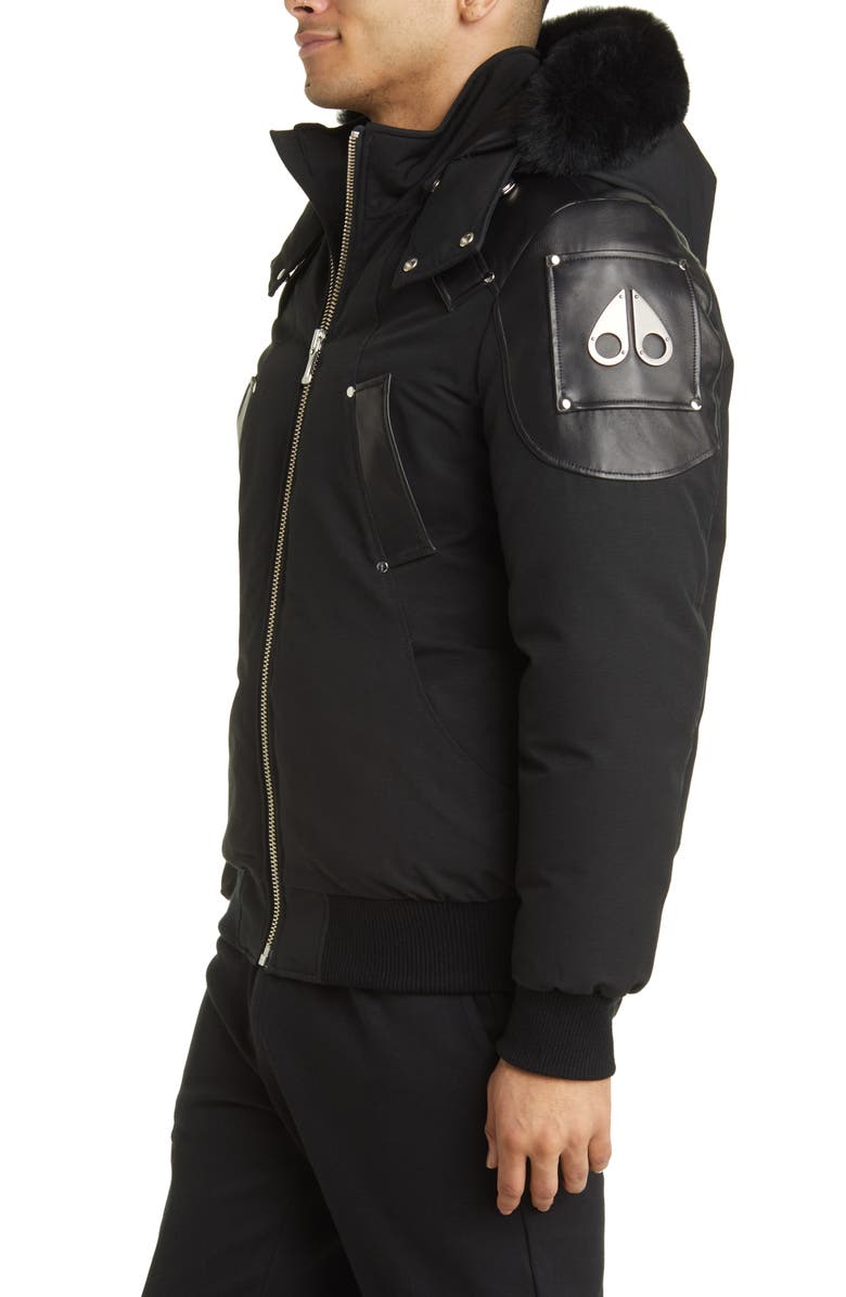 Moose Knuckles Park Vista Down Bomber Jacket with Genuine Shearling Trim, Alternate, color,