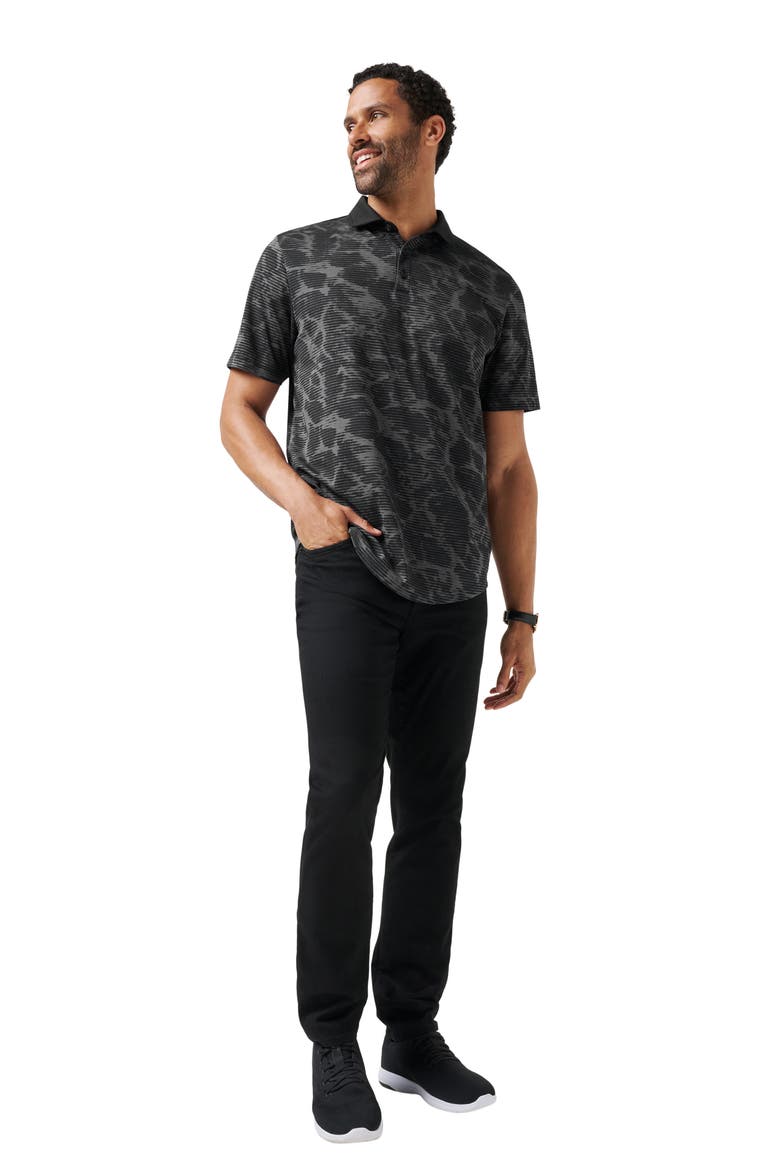 Study Abroad Abstract Print Polo, Alternate, color, BLACK