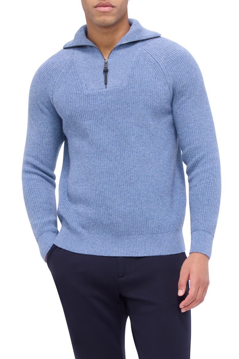 Half Zip Wool Blend Pullover Sweater, Main, color, AIR BLUE