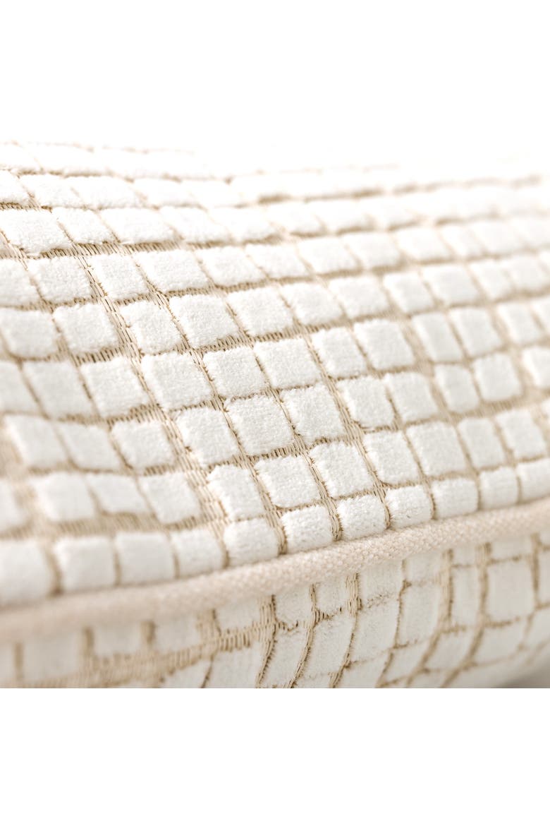 Scala Crema Croc-inspired Cut Velvet Chenille Indoor & Outdoor Woven Accent Pillow & Insert, Alternate, color, Crema
