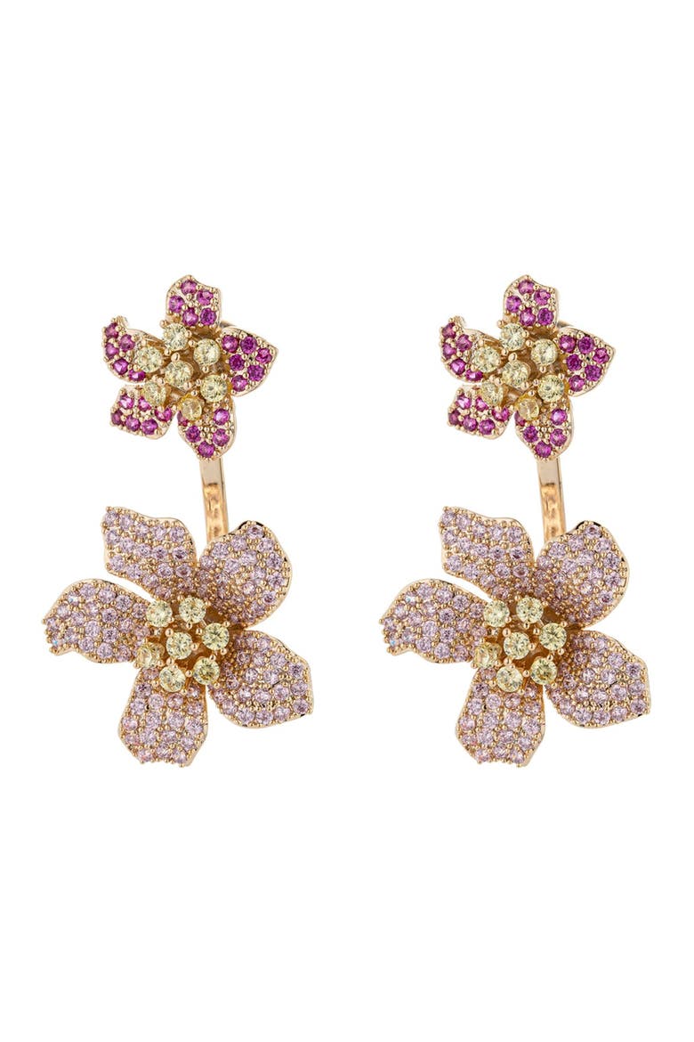 Pink Rose Cubic Zirconia Earrings, Main, color, 18K GOLD PLATED