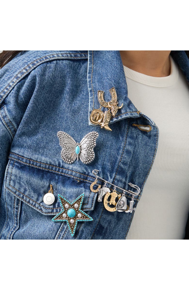 Jessica Simpson Gold-Tone Rodeo Brooch with Western Charms, Alternate, color, Gold