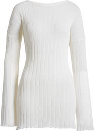 Solid & Striped The Nicki Rib Long Sleeve Linen Blend Cover-Up Dress