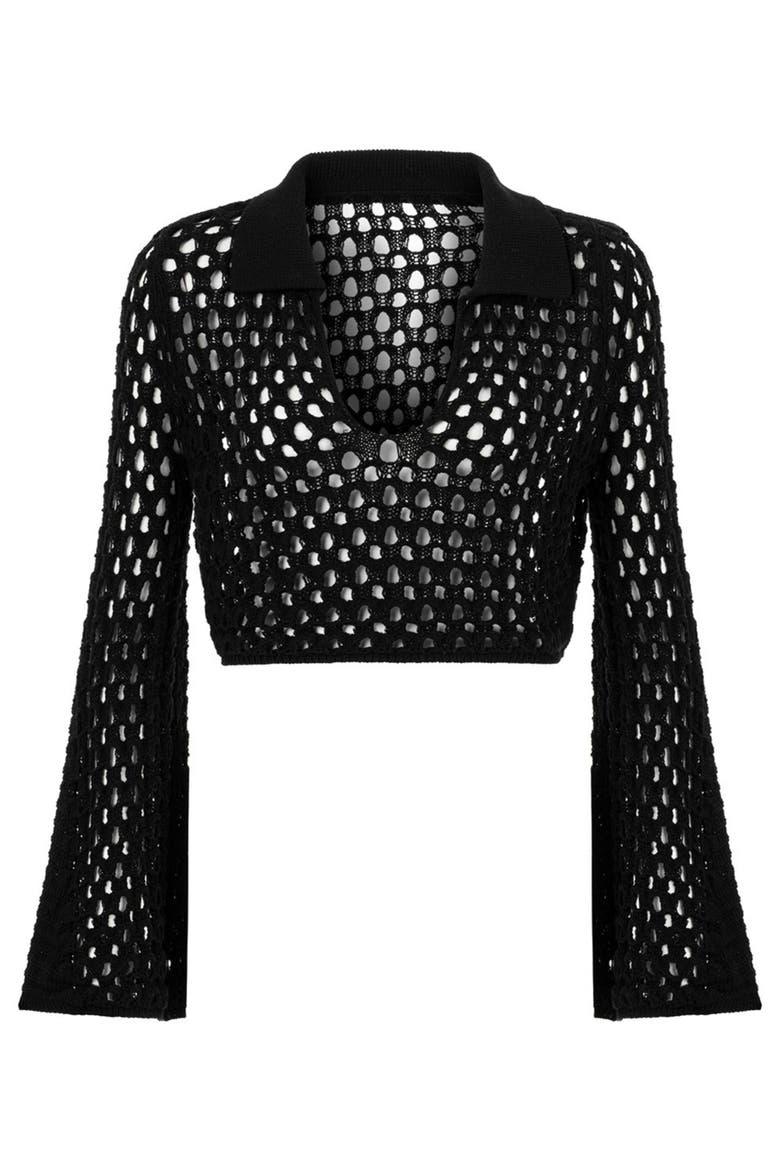 Mesh Knitwear Top, Alternate, color, Black