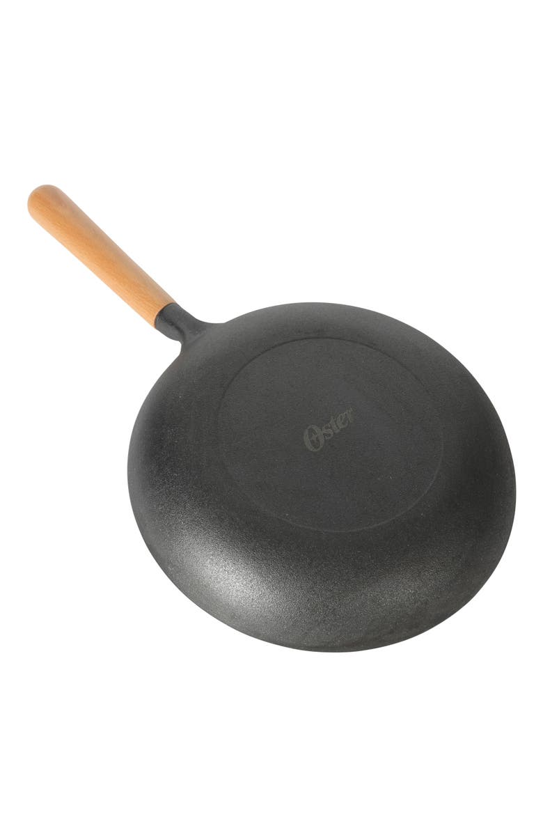 OSTER Platinum Flintfield Pre-Seasoned Cast Iron Skillet with Wood Handle, Alternate, color, Black