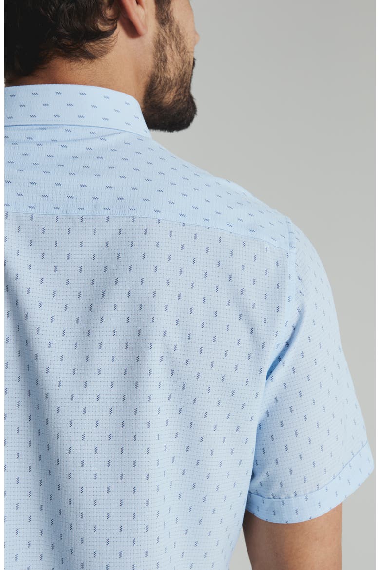 Renzo Textured Geo Pattern Short Sleeve Stretch Button-Up Shirt, Alternate, color, LIGHT BLUE