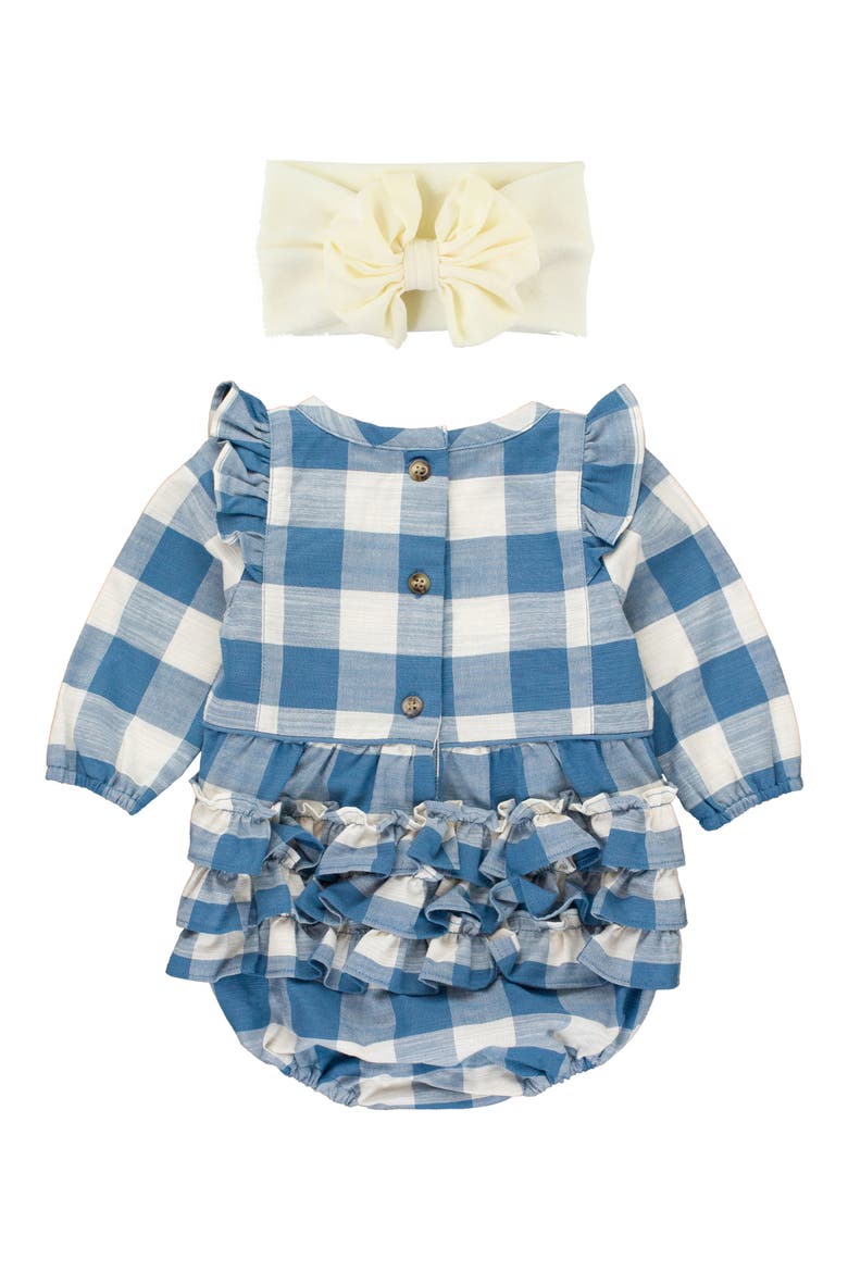 Plaid Ruffle Romper & Headband Set, Alternate, color, COUNTRYSIDE PLAID