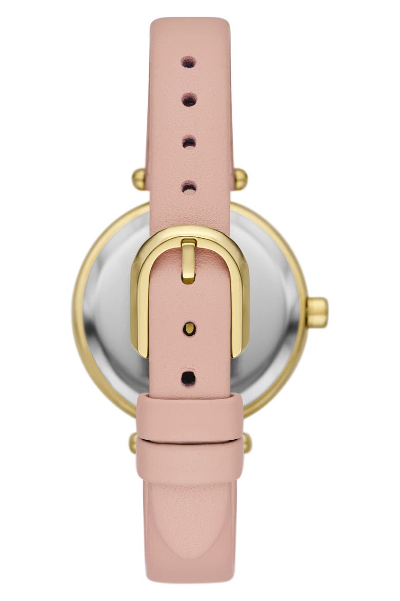 gracie leather strap watch, 32mm, Alternate, color, GOLD