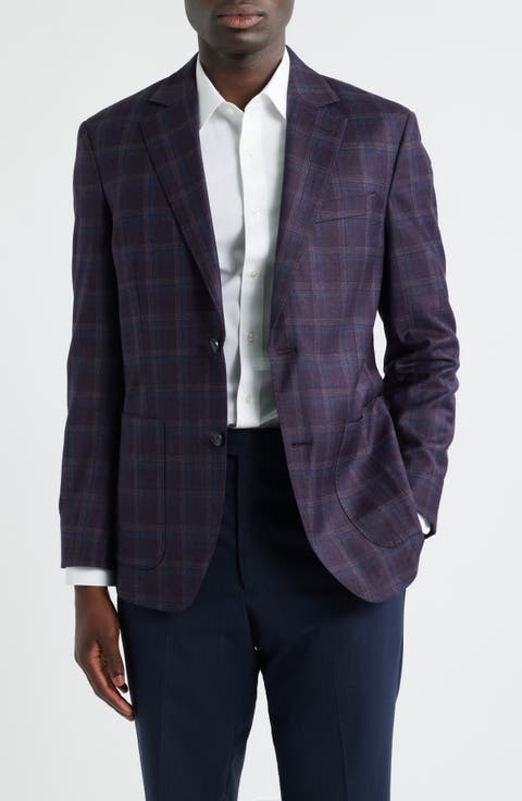 Purple Shadow Check Wool Sport Coat (Regular & Big)