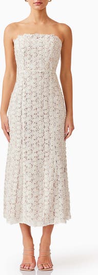 Cali Strapless Lace Midi Dress