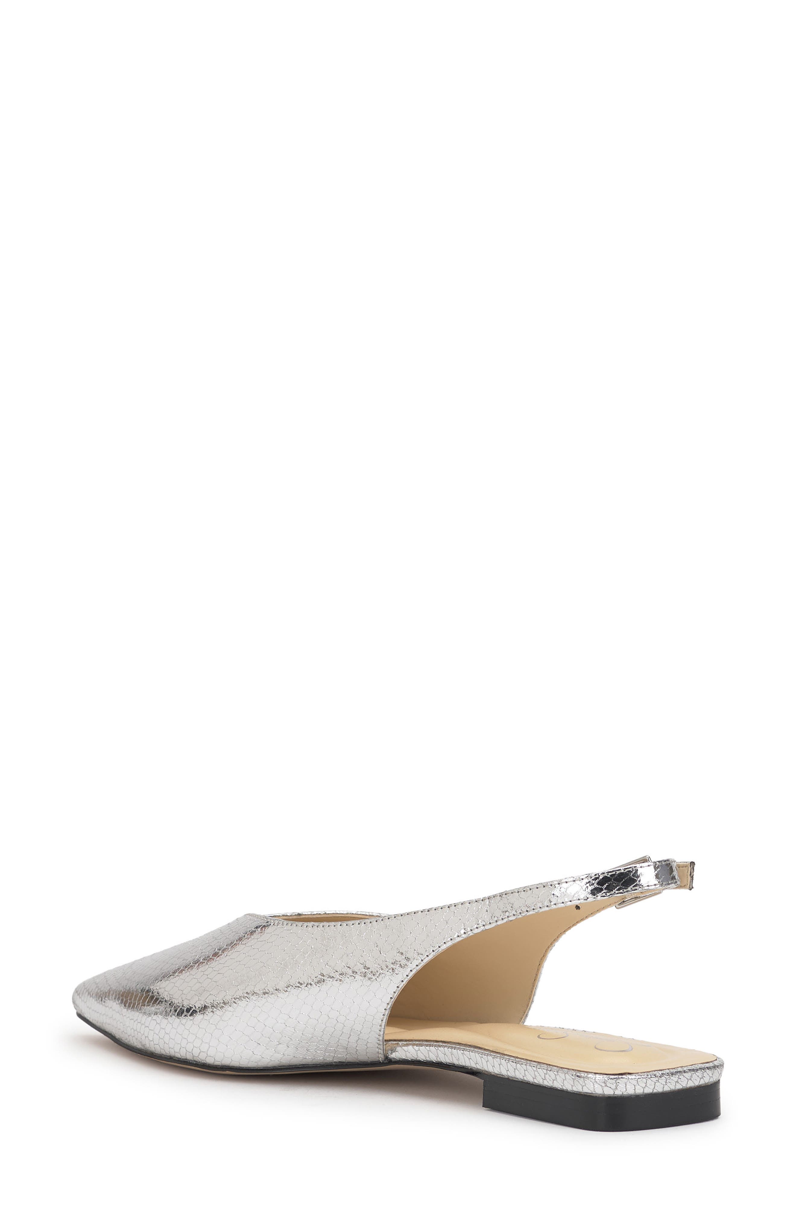 Jessica Simpson Mezzah Slingback Pointed Toe Flat, Alternate, color, Silver
