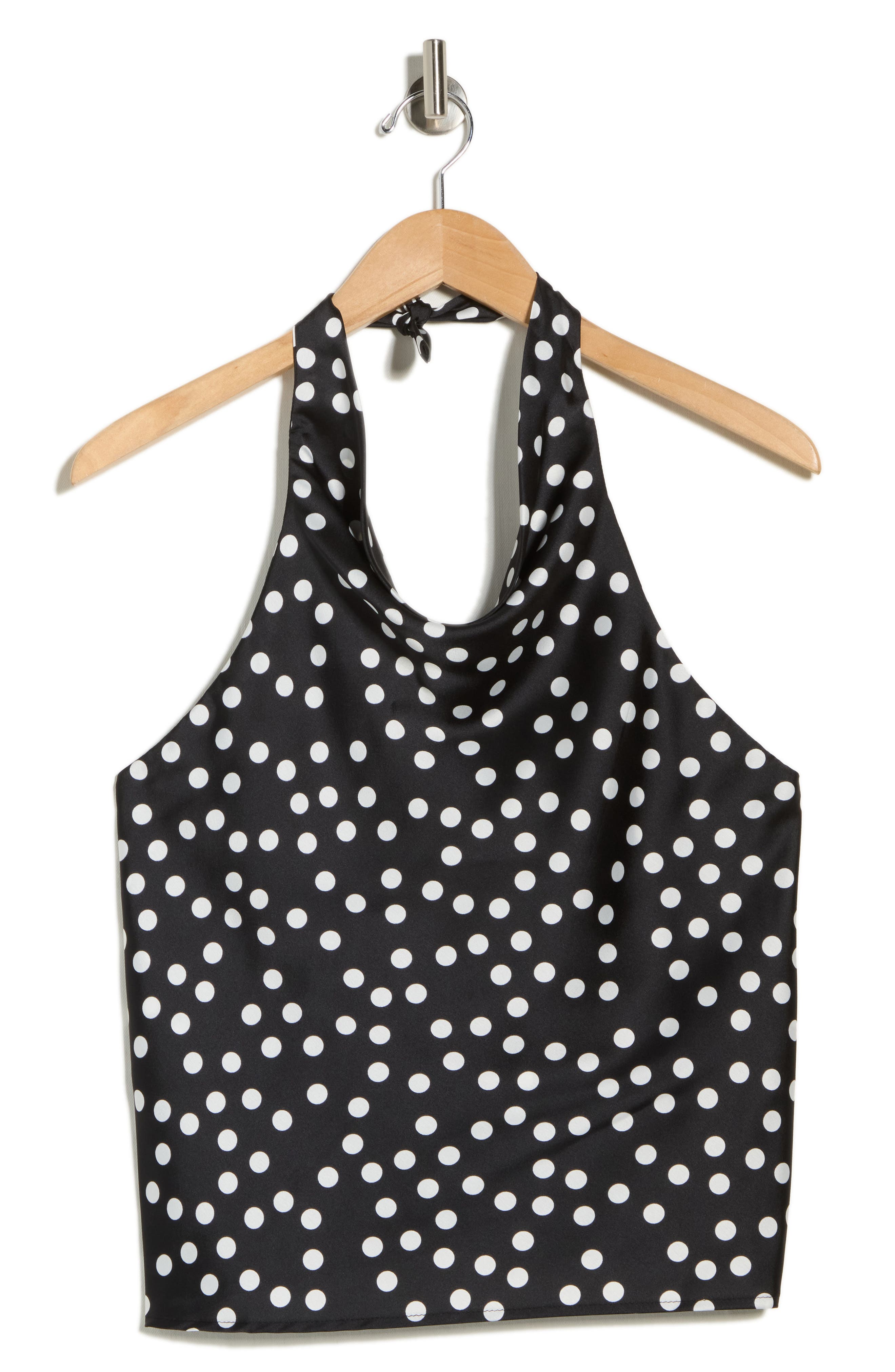 Renee C Polka Dot Satin Halter Top