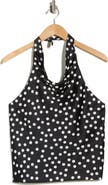 Renee C Polka Dot Satin Halter Top