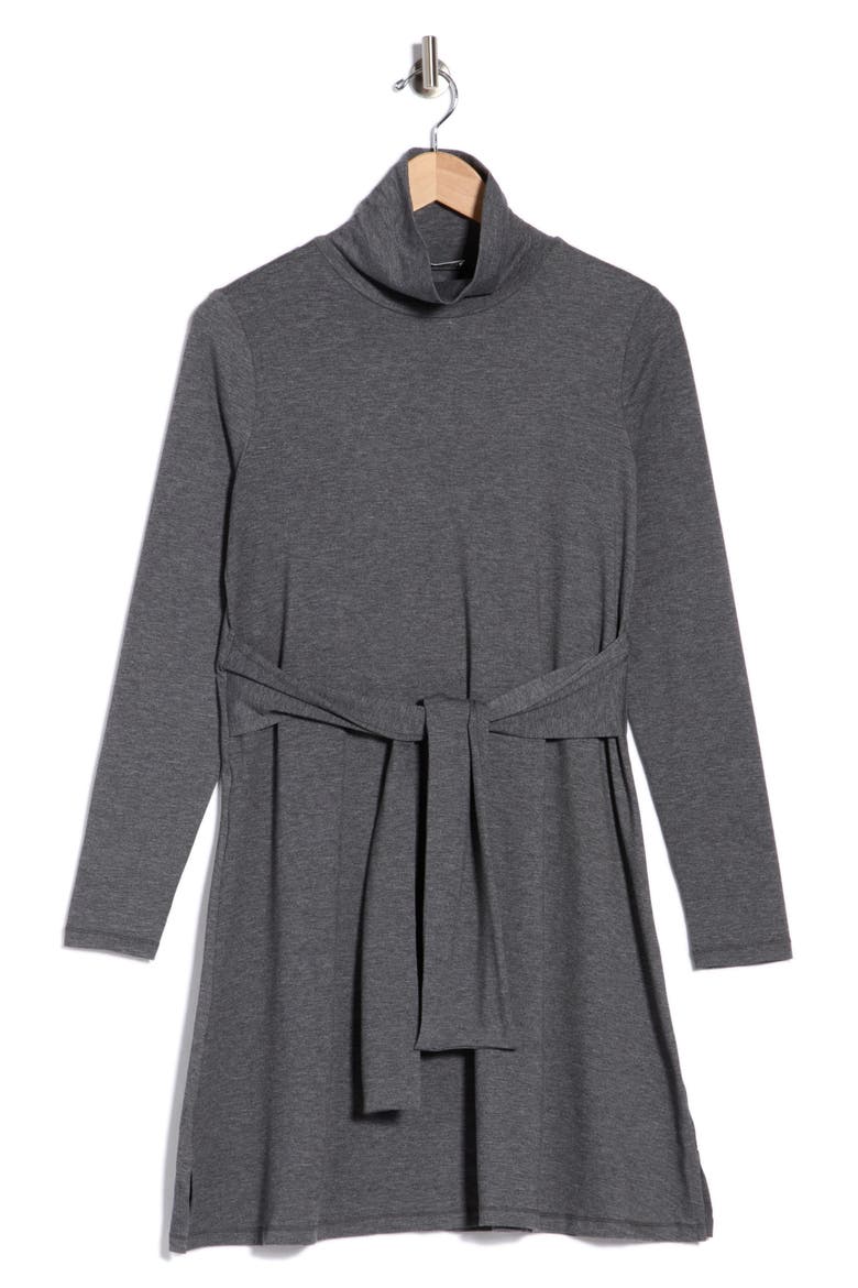 Turtleneck Tie Waist Tunic, Alternate, color, GREY