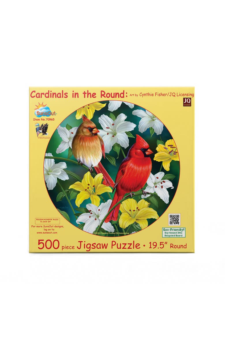 Sunsout Cardinals in the Round 500 piece Jigsaw Puzzle for Adults Round, Alternate, color, Multicolor