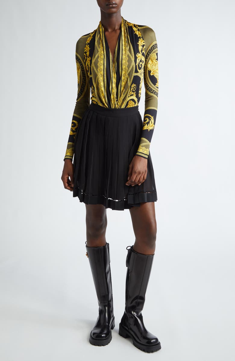 Versace Coupe des Dieux Draped Bodysuit, Alternate, color,